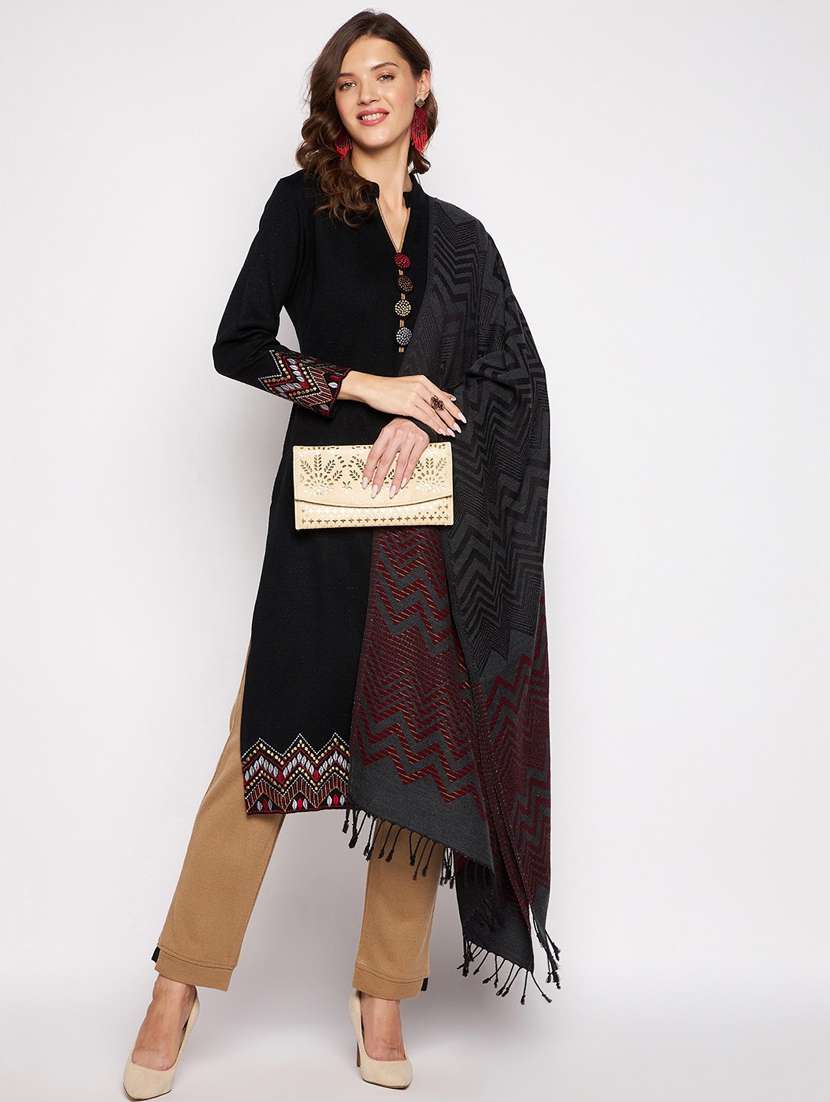 women black self design long sleeve suit set - 20506752 - Standard Image - 3