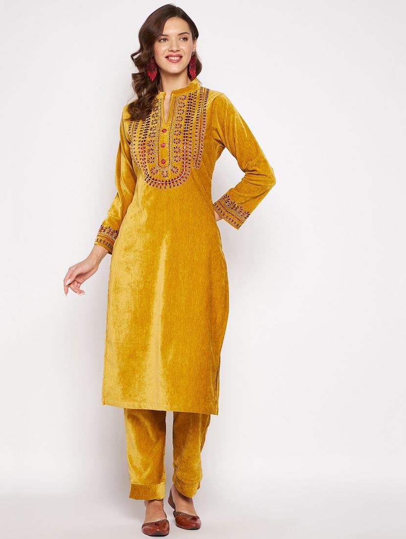 women long sleeve woollen kurta pant set - 20506753 - Zoom Image - 0