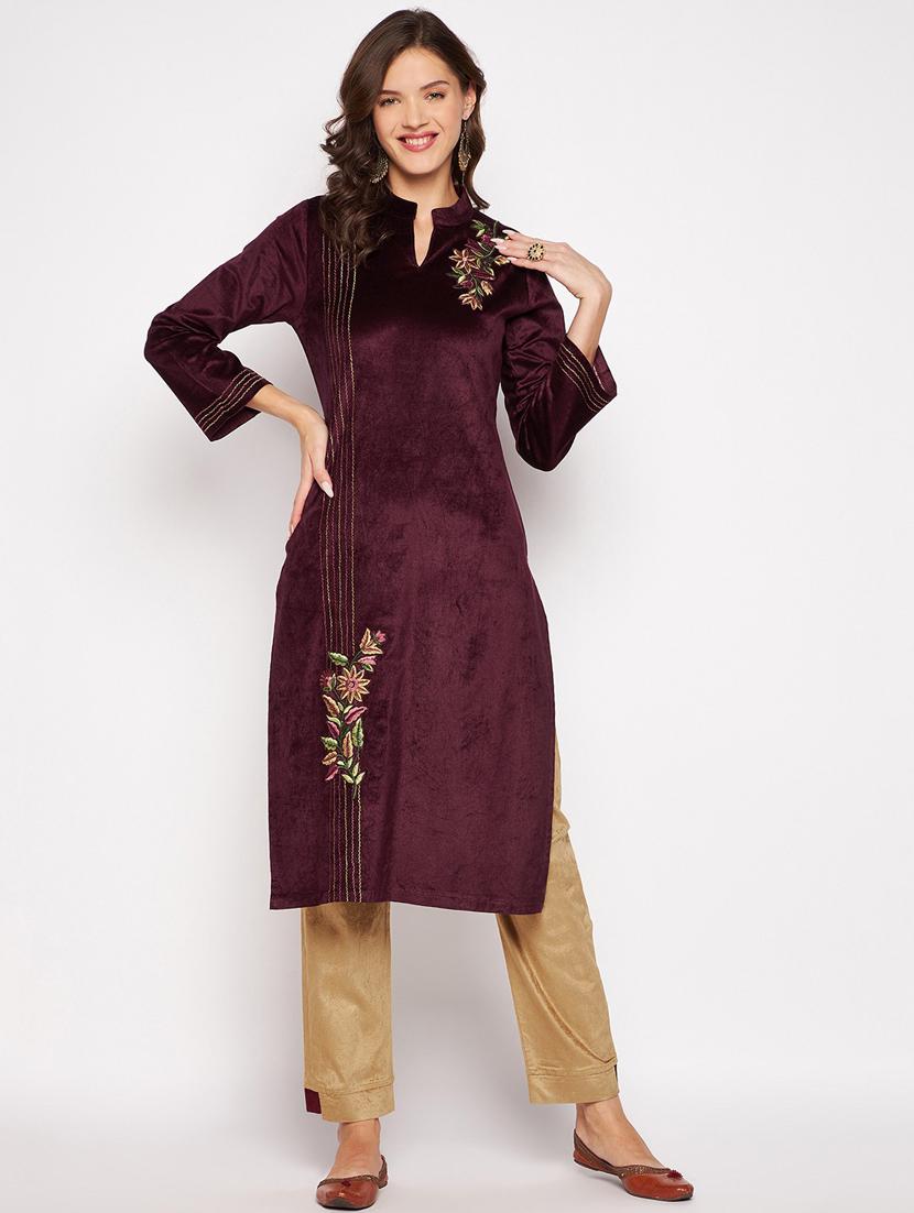 women long sleeve woollen kurta pant set - 20506757 - Zoom Image - 0