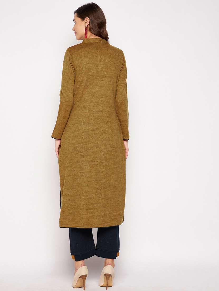 women long sleeve woollen kurta pant set - 20506799 - Standard Image - 3
