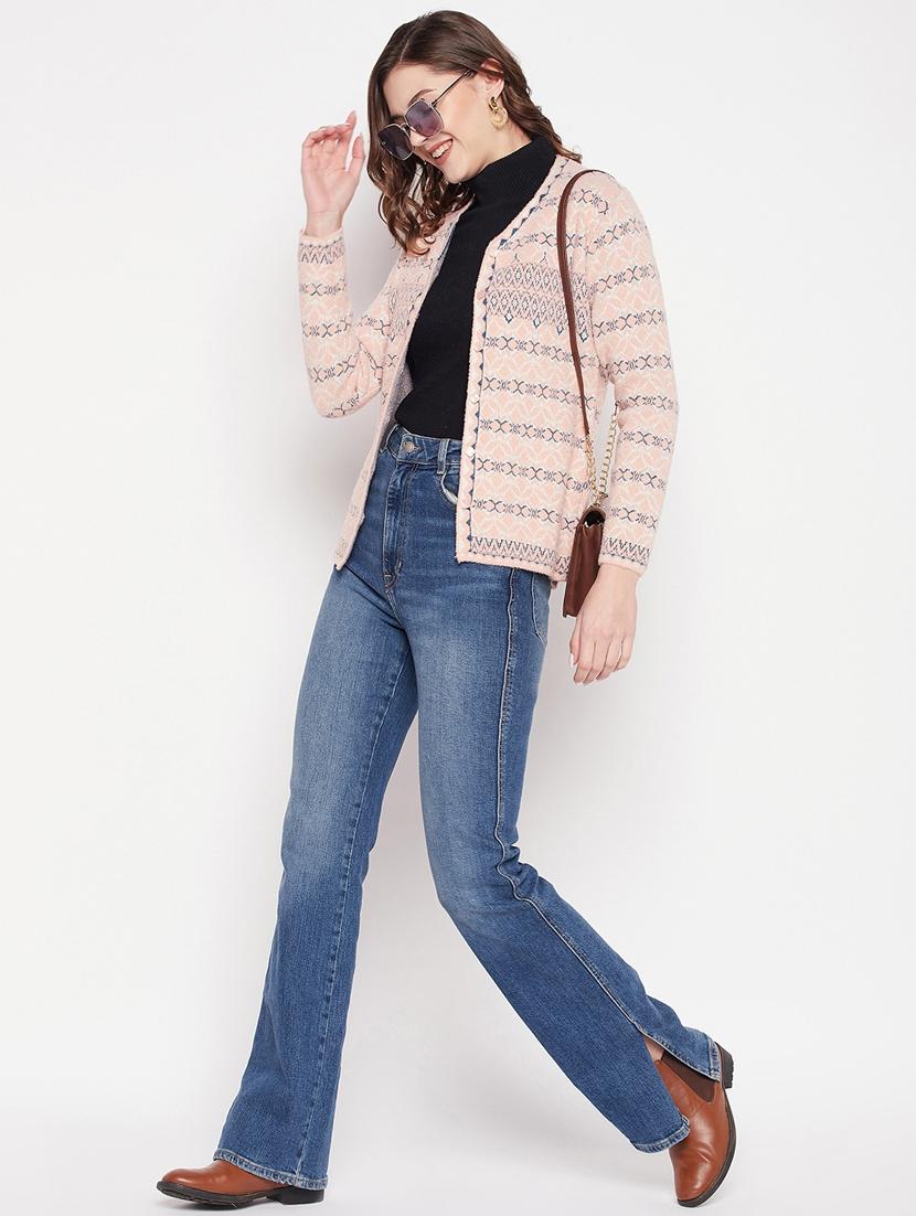 women peach wool blend cardigan - 20506890 - Standard Image - 3