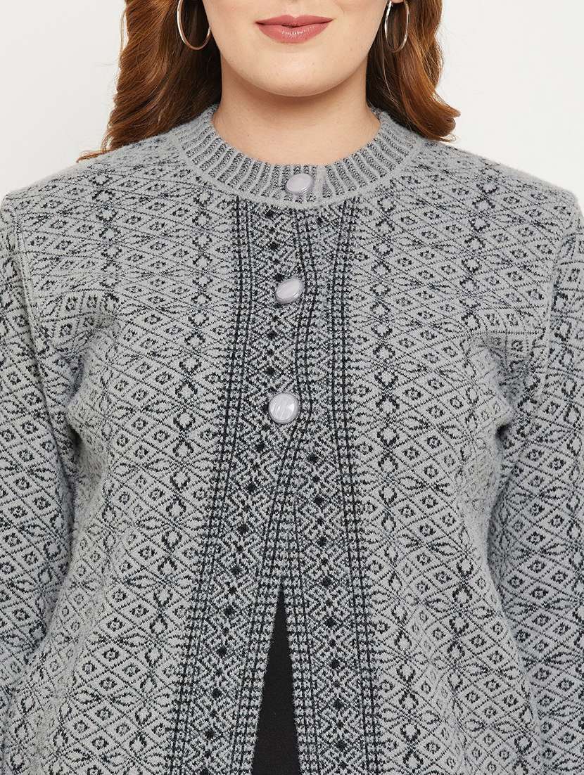 women grey wool blend cardigan - 20506894 - Standard Image - 3