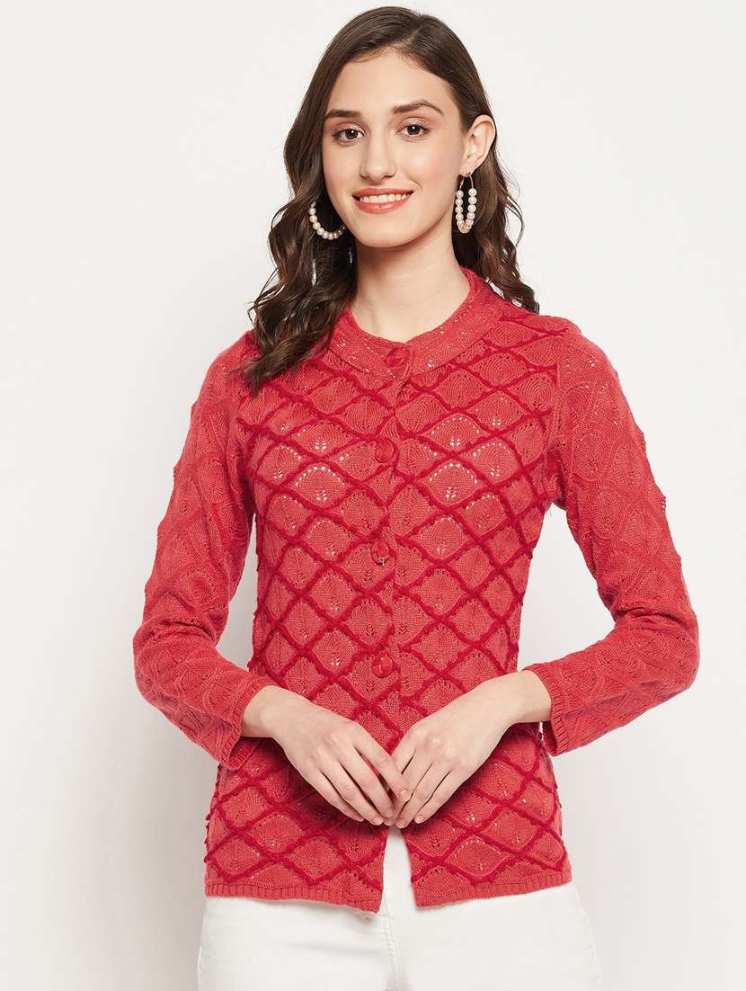 women coral wool blend cardigan - 20506976 -  Zoom Image - 0