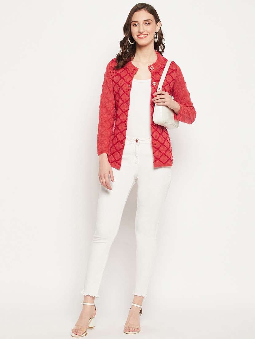women coral wool blend cardigan - 20506976 -  Standard Image - 3