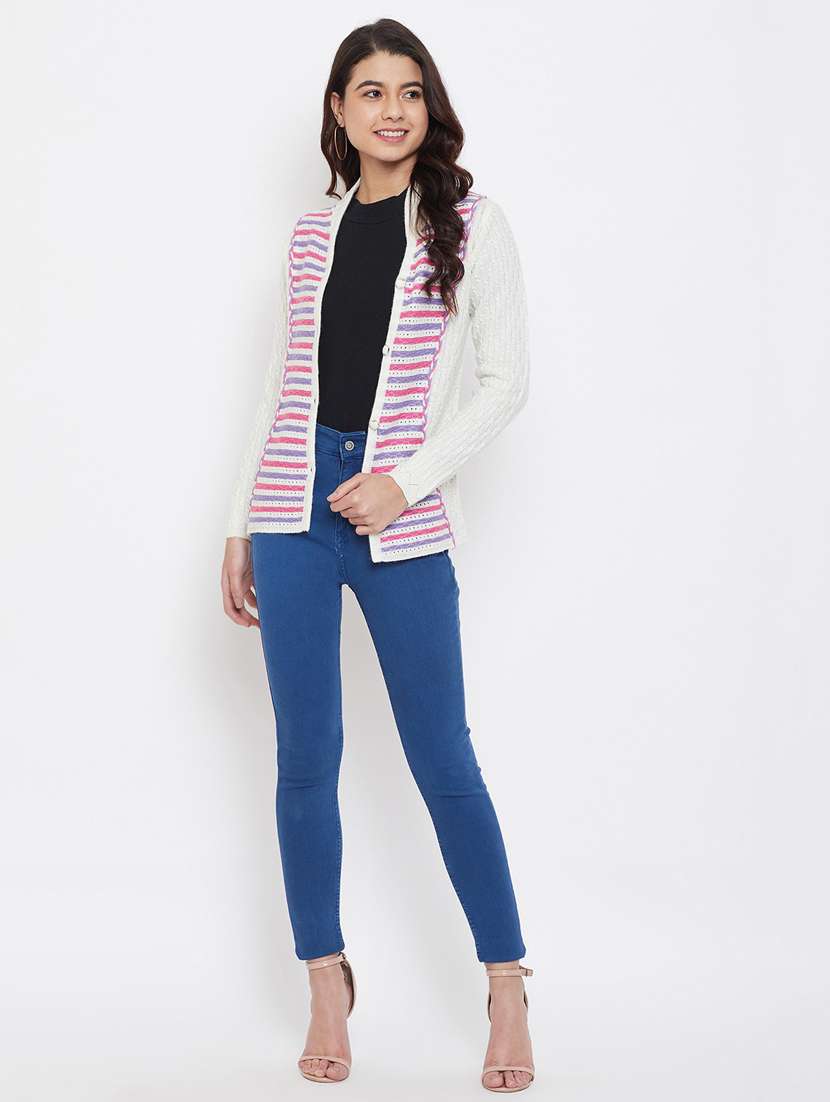 women multi colored wool blend cardigan - 20506982 - Standard Image - 3