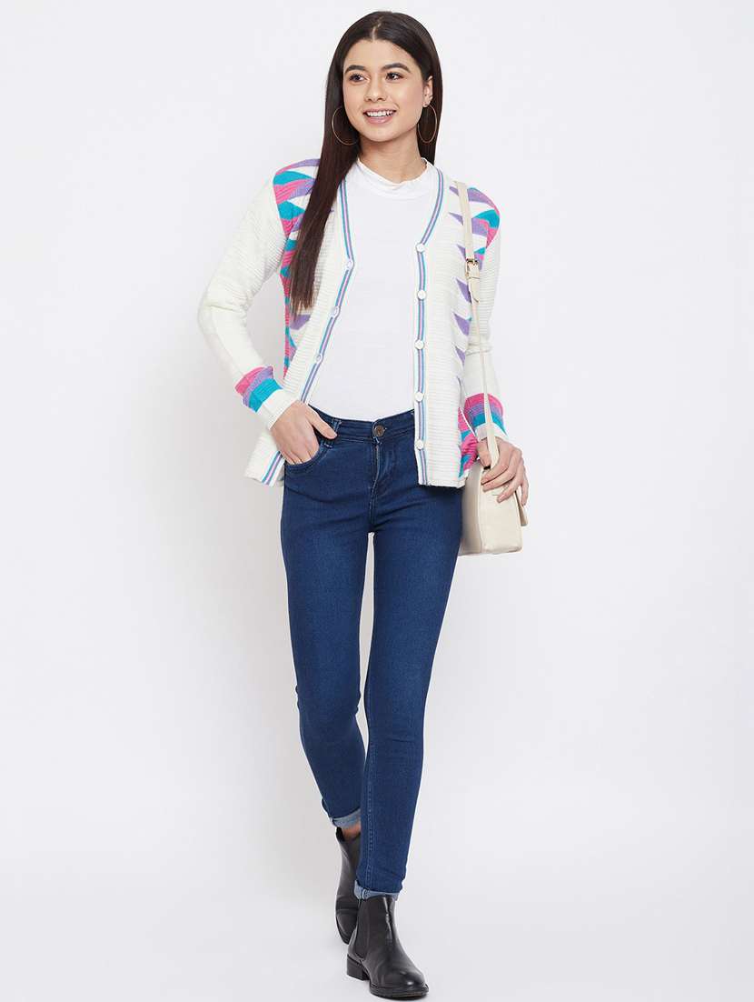 women multi colored wool blend cardigan - 20506988 - Standard Image - 3