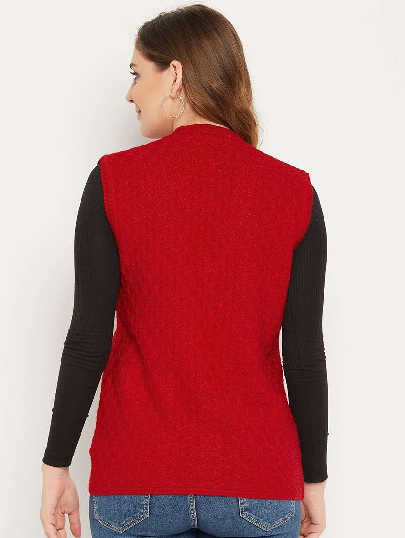 women red sleeveless cardigan - 20507003 - Standard Image - 3