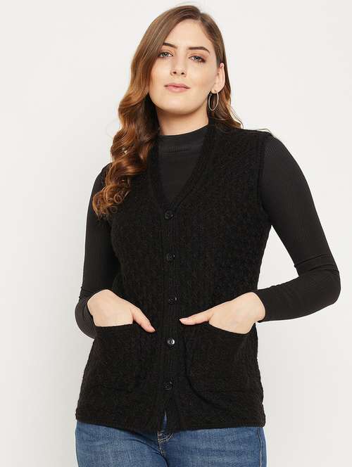 women black sleeveless cardigan - 20507030 -  Standard Image - 0