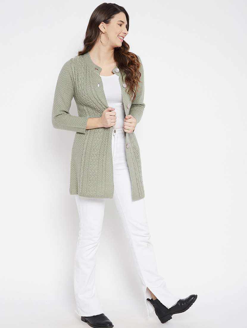 women green wool blend cardigan - 20507043 -  Standard Image - 3