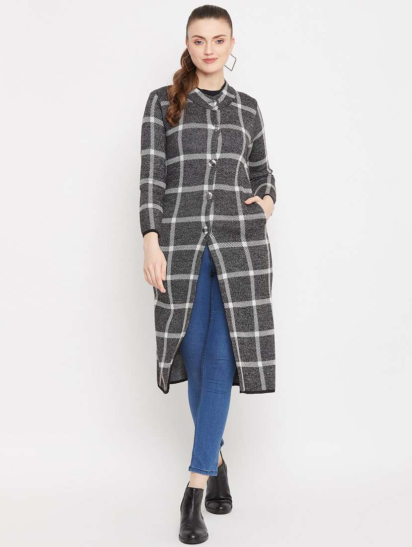 black self designed woolen cardigan