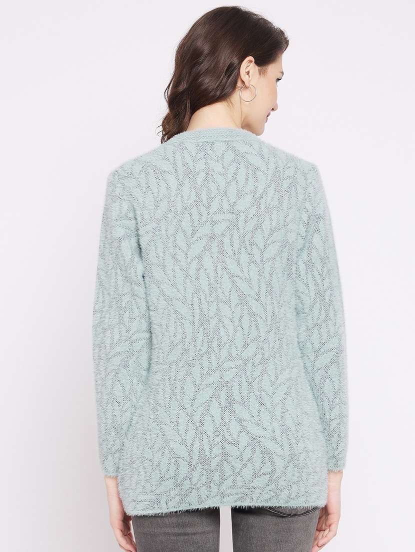 purist blue self designed woolen cardigan - 20507100 - Standard Image - 3