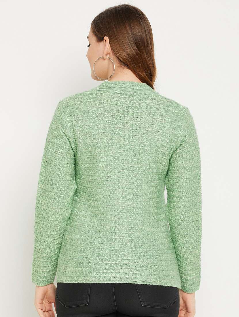 neo mint self designed woolen cardigan - 20507126 -  Standard Image - 3