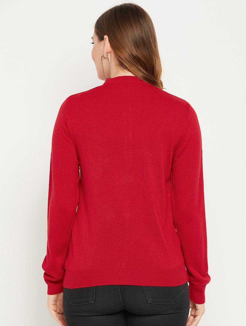 red red woolen cardigan - 20507136 - Standard Image - 3