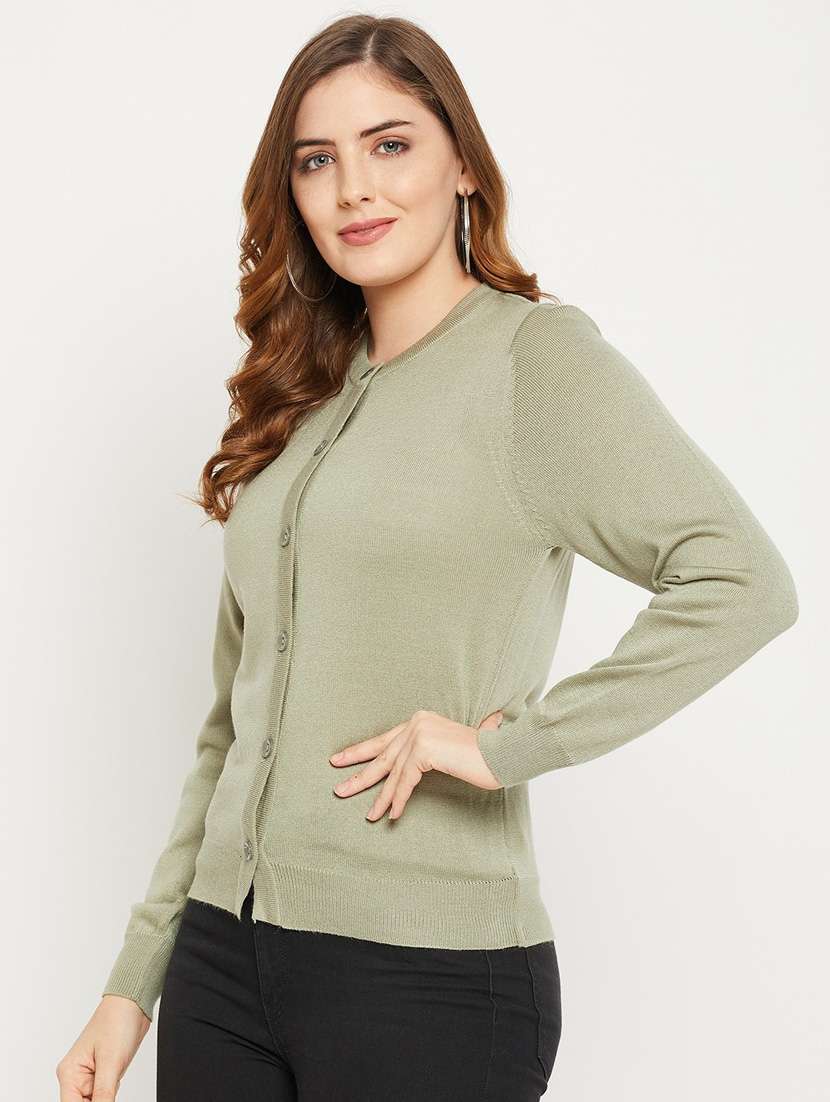 Neo Mint Solid Woolen Cardigan