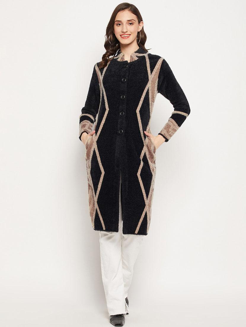 women black wool blend cardigan - 20507233 - Zoom Image - 0