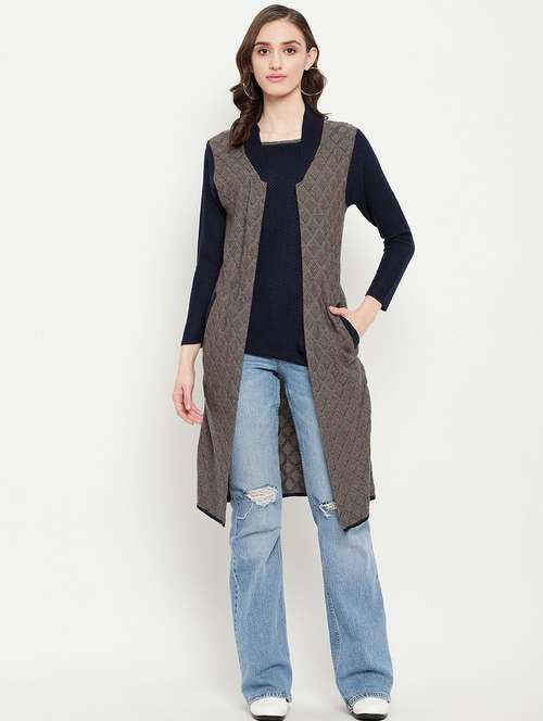 women self design woollen cardigan - 20507245 - Standard Image - 0