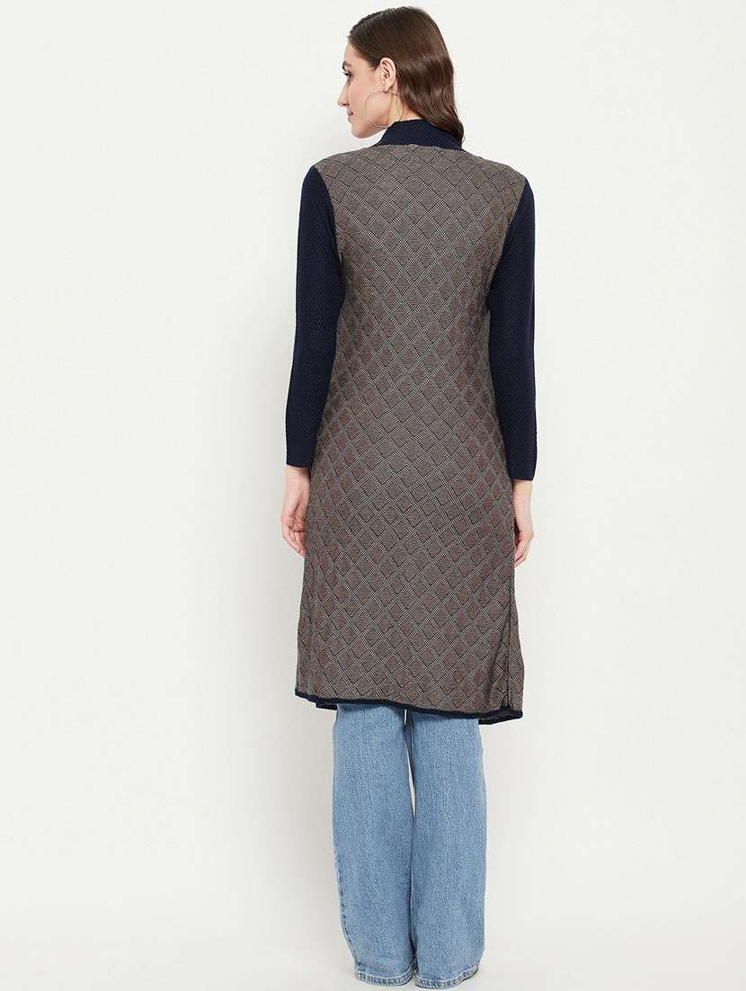 women self design woollen cardigan - 20507245 - Standard Image - 3