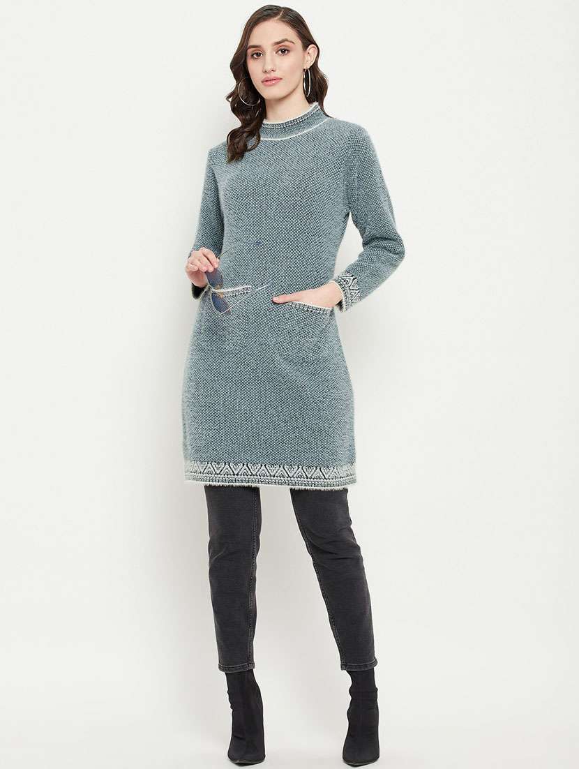 women blue long pullover - 20507251 - Standard Image - 3