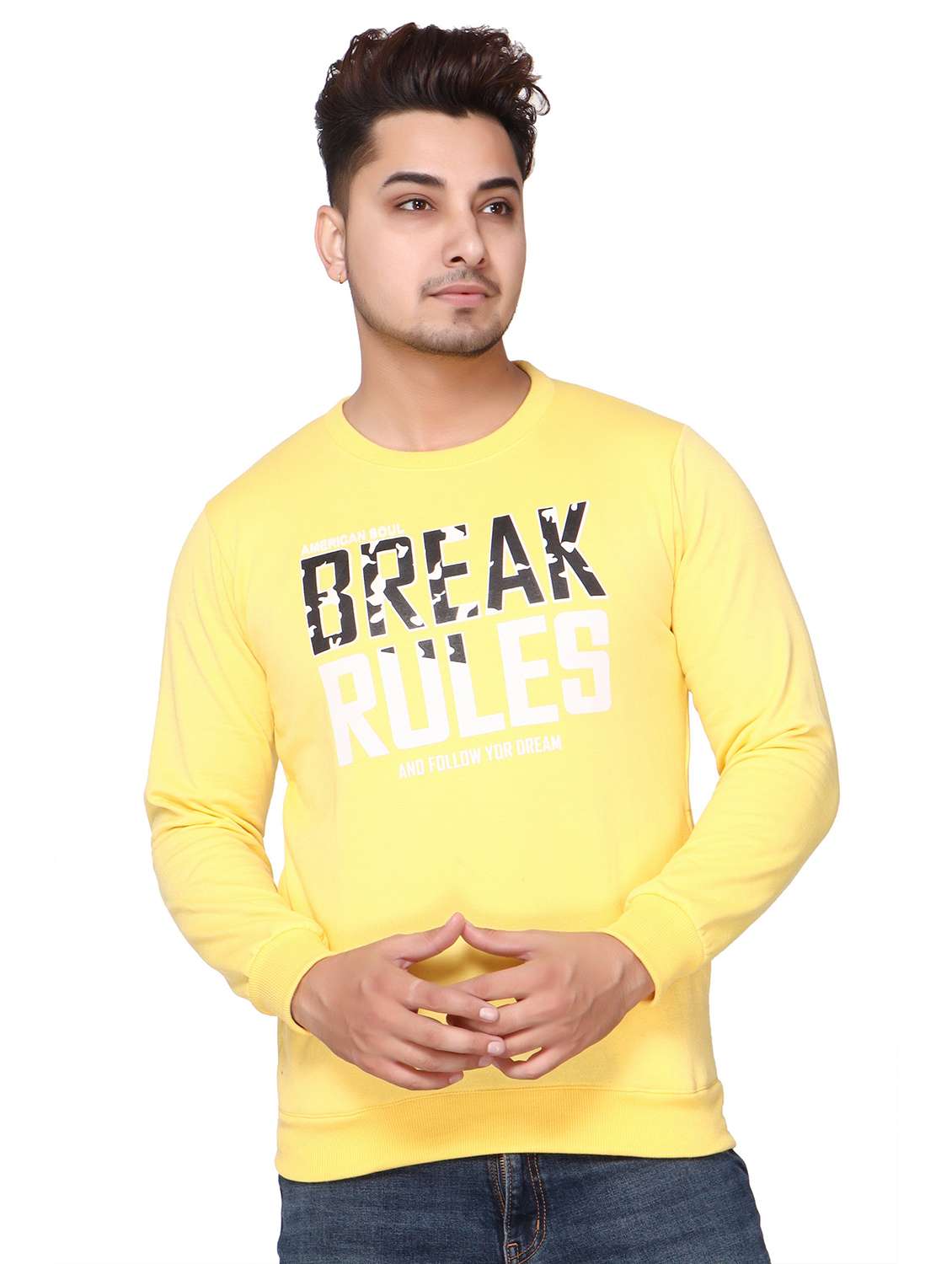 men typography print fleece sweatshirt