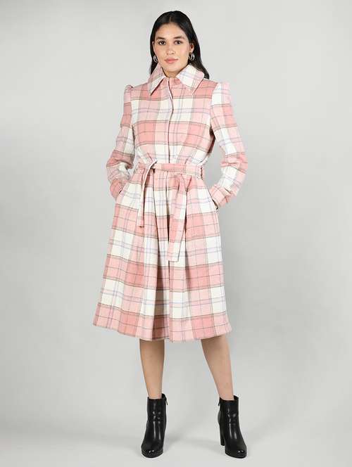 women pink shirt collar full sleeves coat - 20507872 - Standard Image - 0