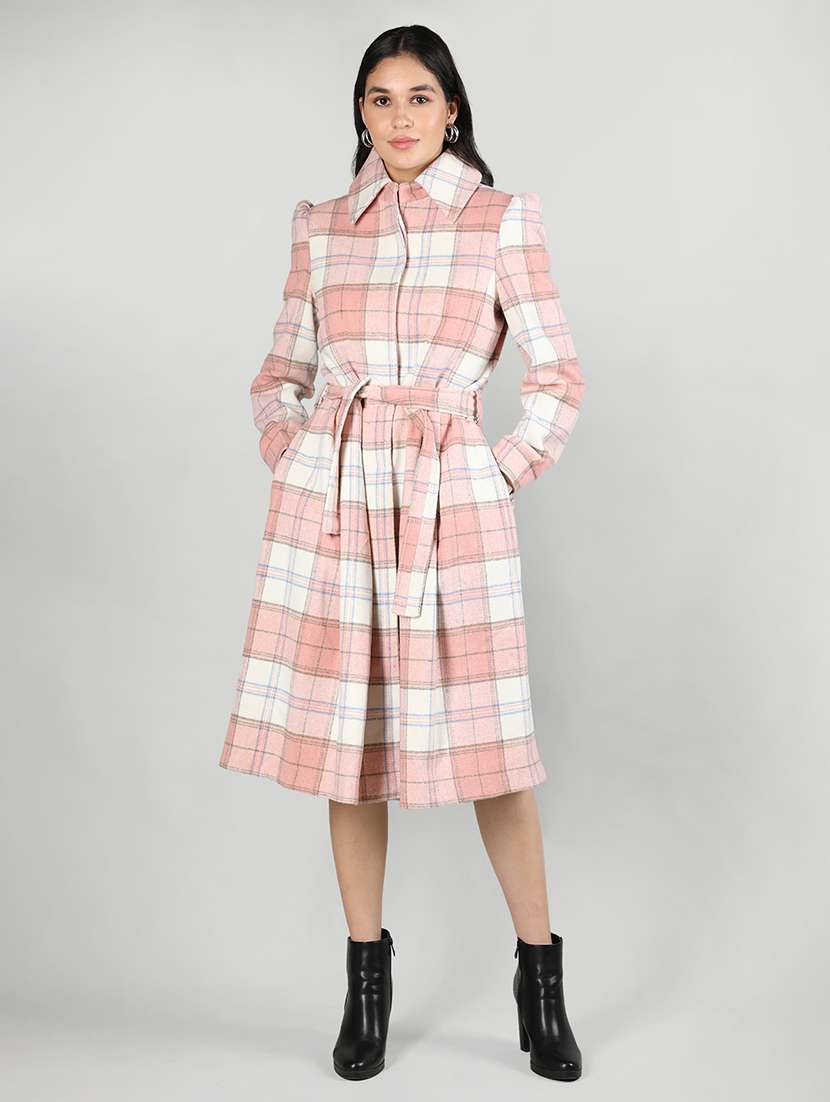 women pink shirt collar full sleeves coat - 20507872 - Zoom Image - 0