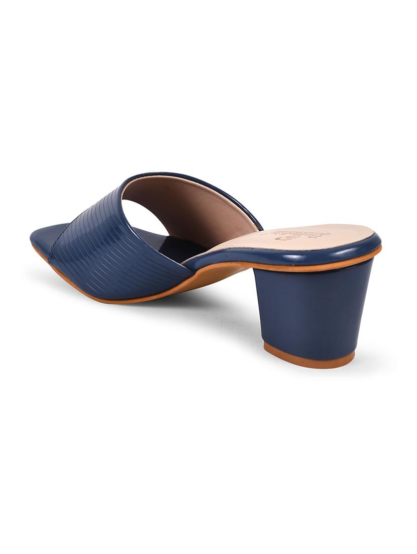 women blue slip on heel sandal - 20508374 - Standard Image - 3