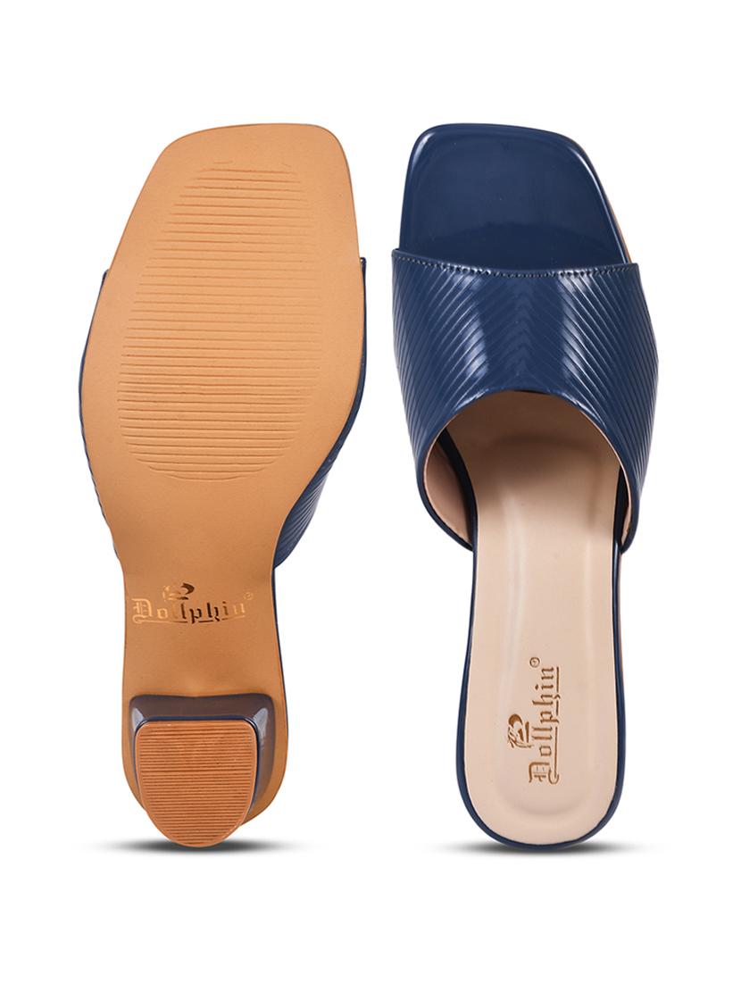 women blue slip on heel sandal - 20508374 - Standard Image - 5