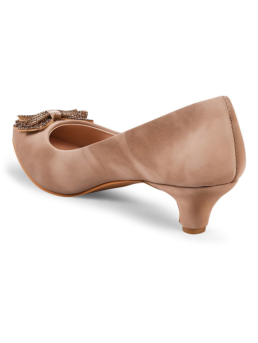 women beige embellished kitten heel pumps - 20508401 - Standard Image - 3