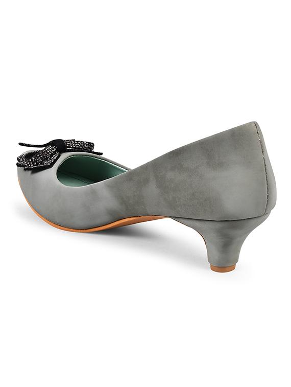 women green embellished kitten heel pumps - 20508402 - Standard Image - 3