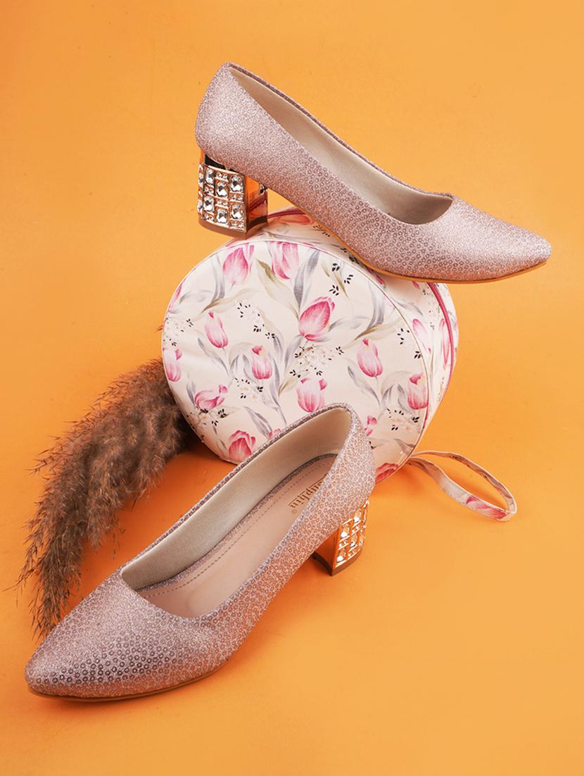 women pink embellished slip on pumps - 20508410 - Zoom Image - 0