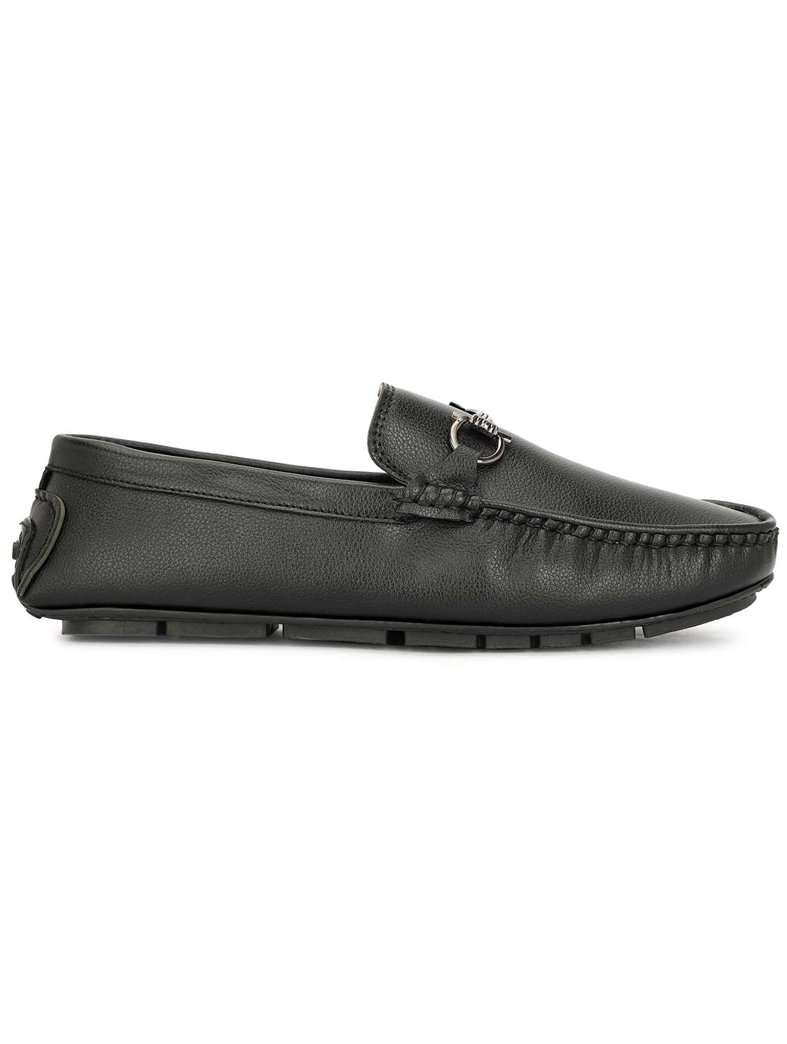 men solid black slip on moccasin - 20508744 -  Standard Image - 3