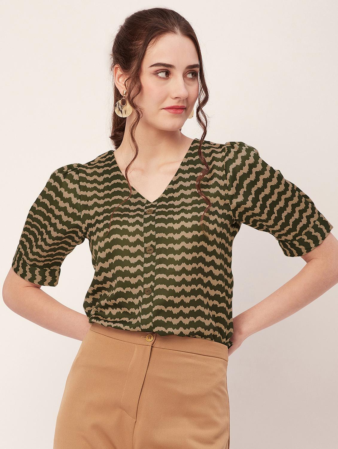 women green polyester regular top - 20508836 -  Zoom Image - 0