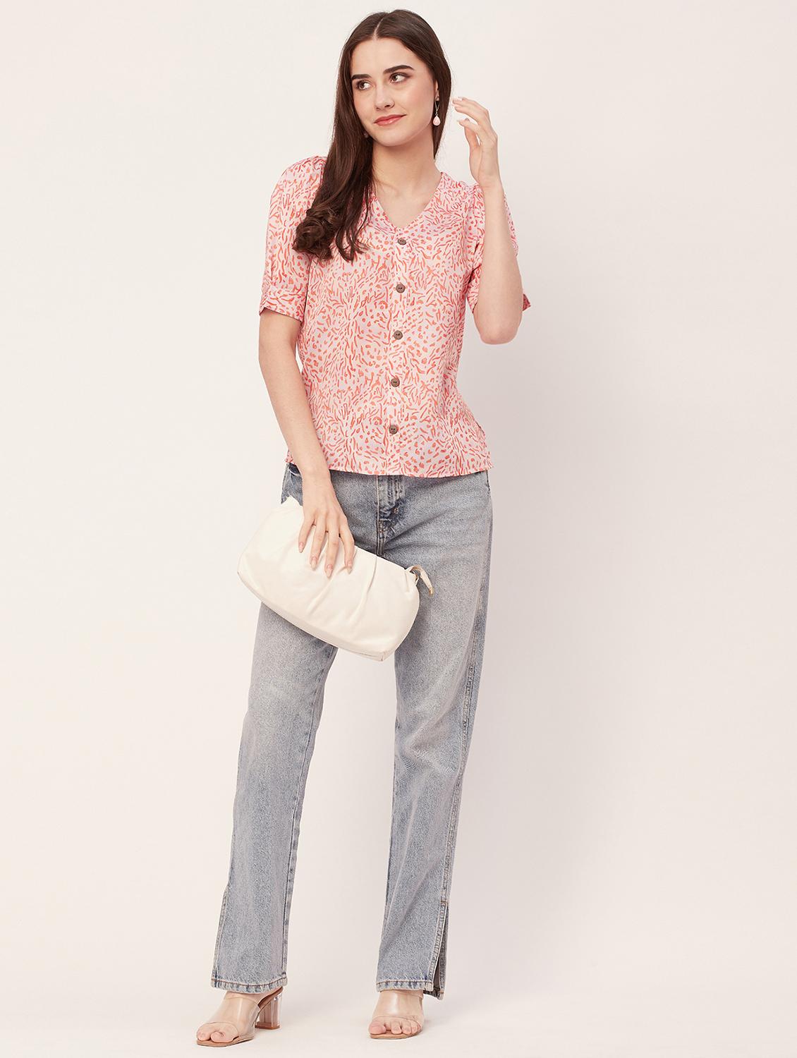 women peach polyester regular top - 20508837 - Standard Image - 3