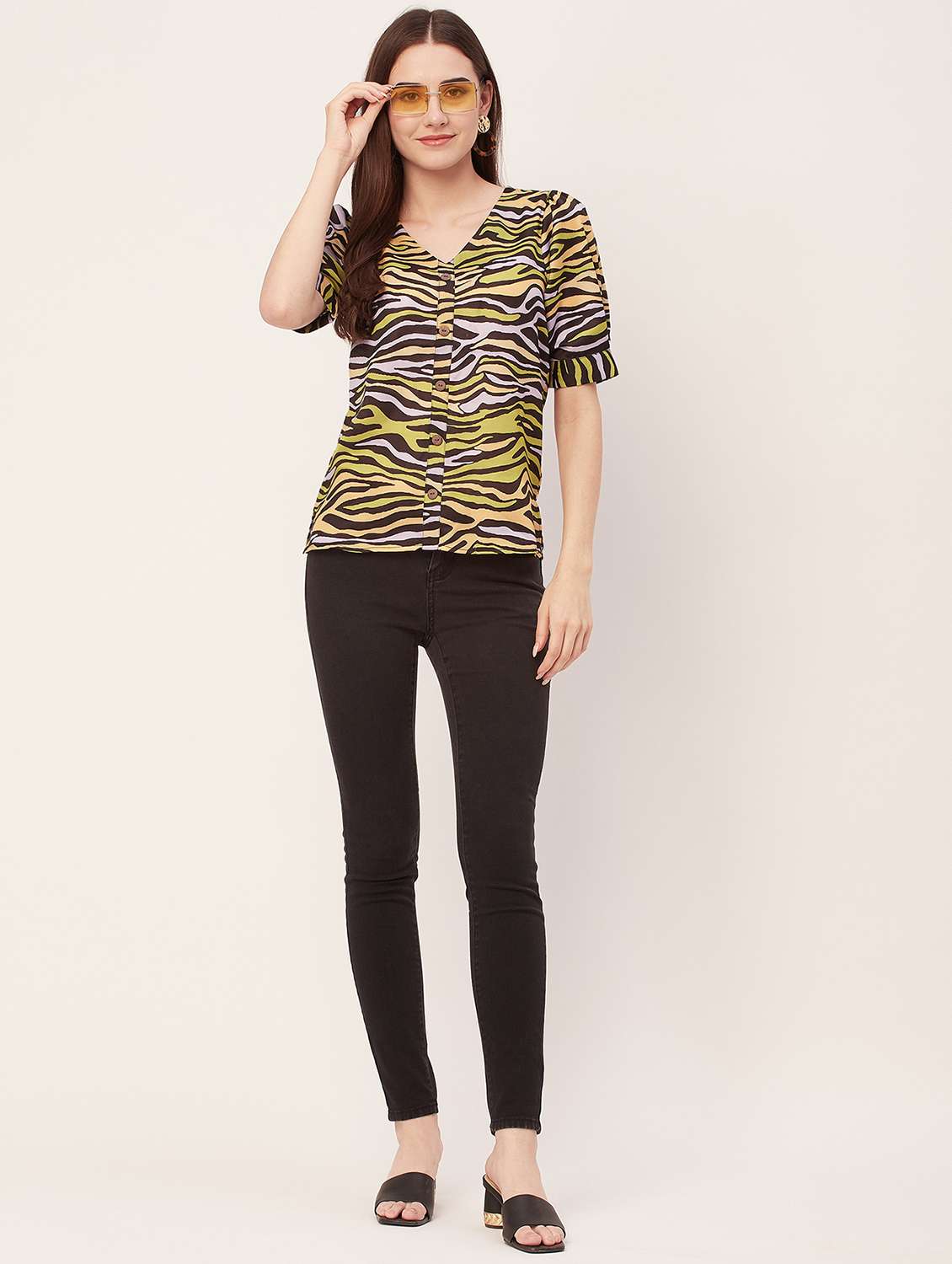 women multi colored polyester regular top - 20508838 -  Standard Image - 3
