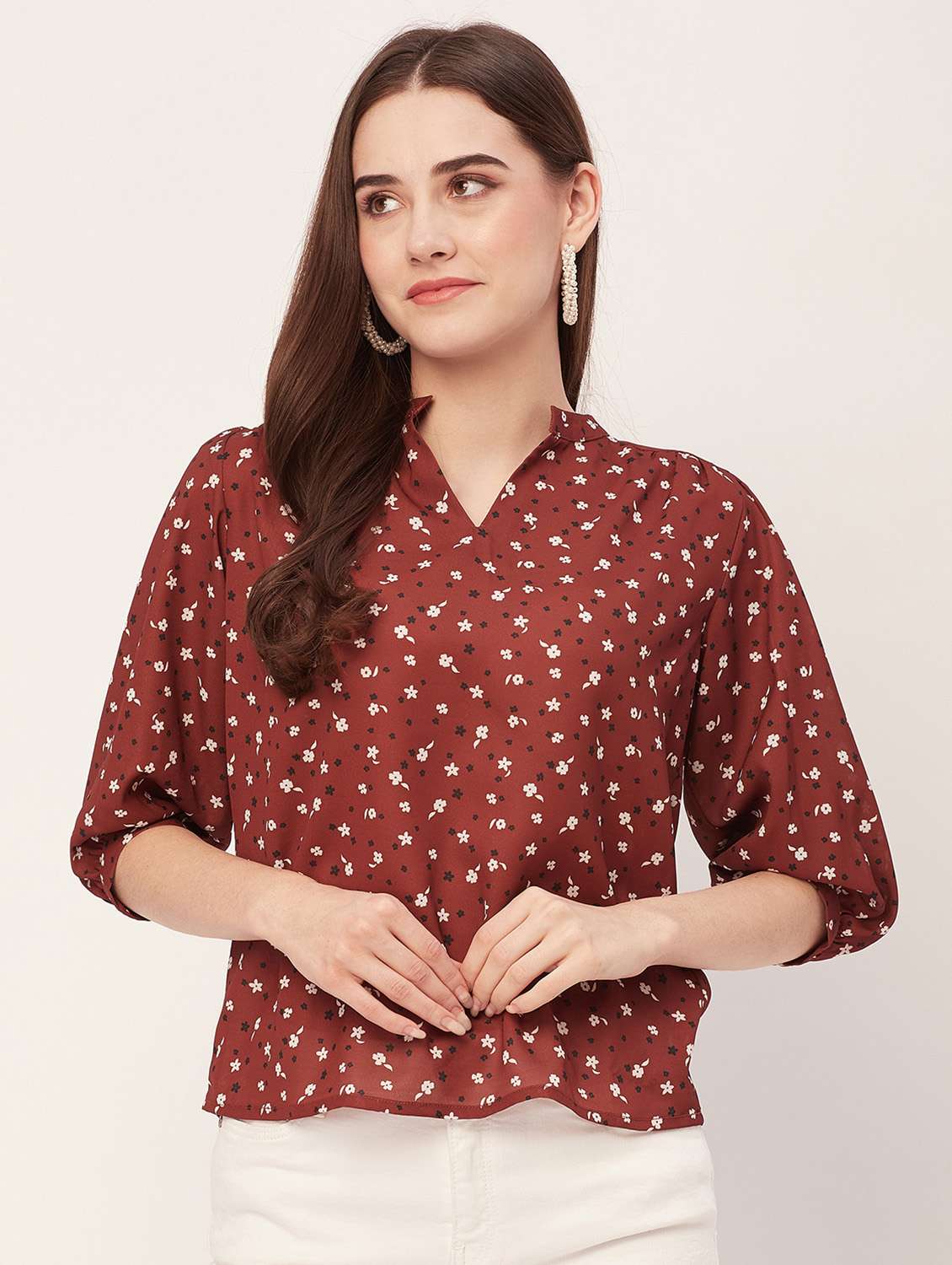 women printed regular top
