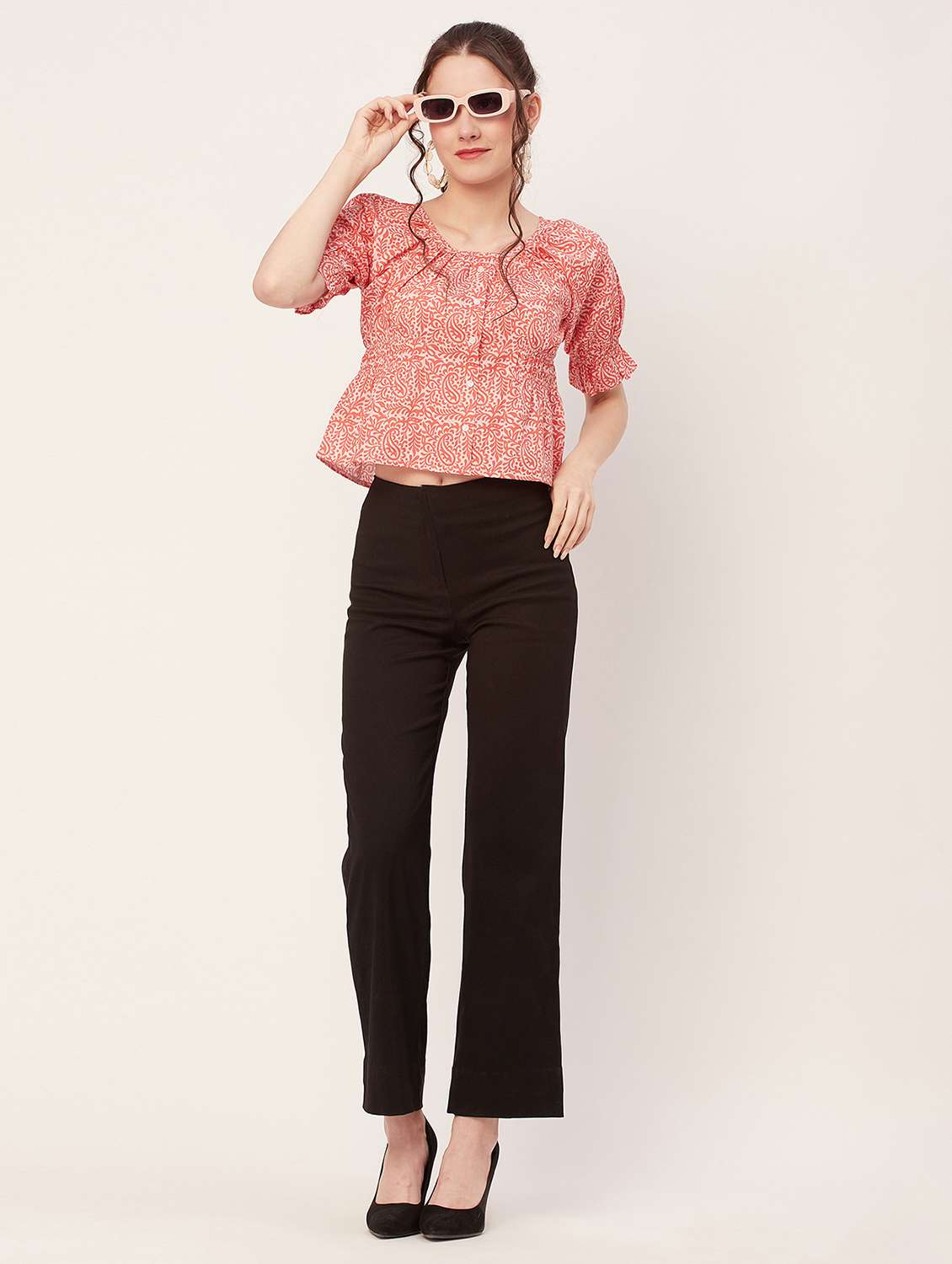 women ethnic motifs printed crop top - 20508852 -  Standard Image - 3