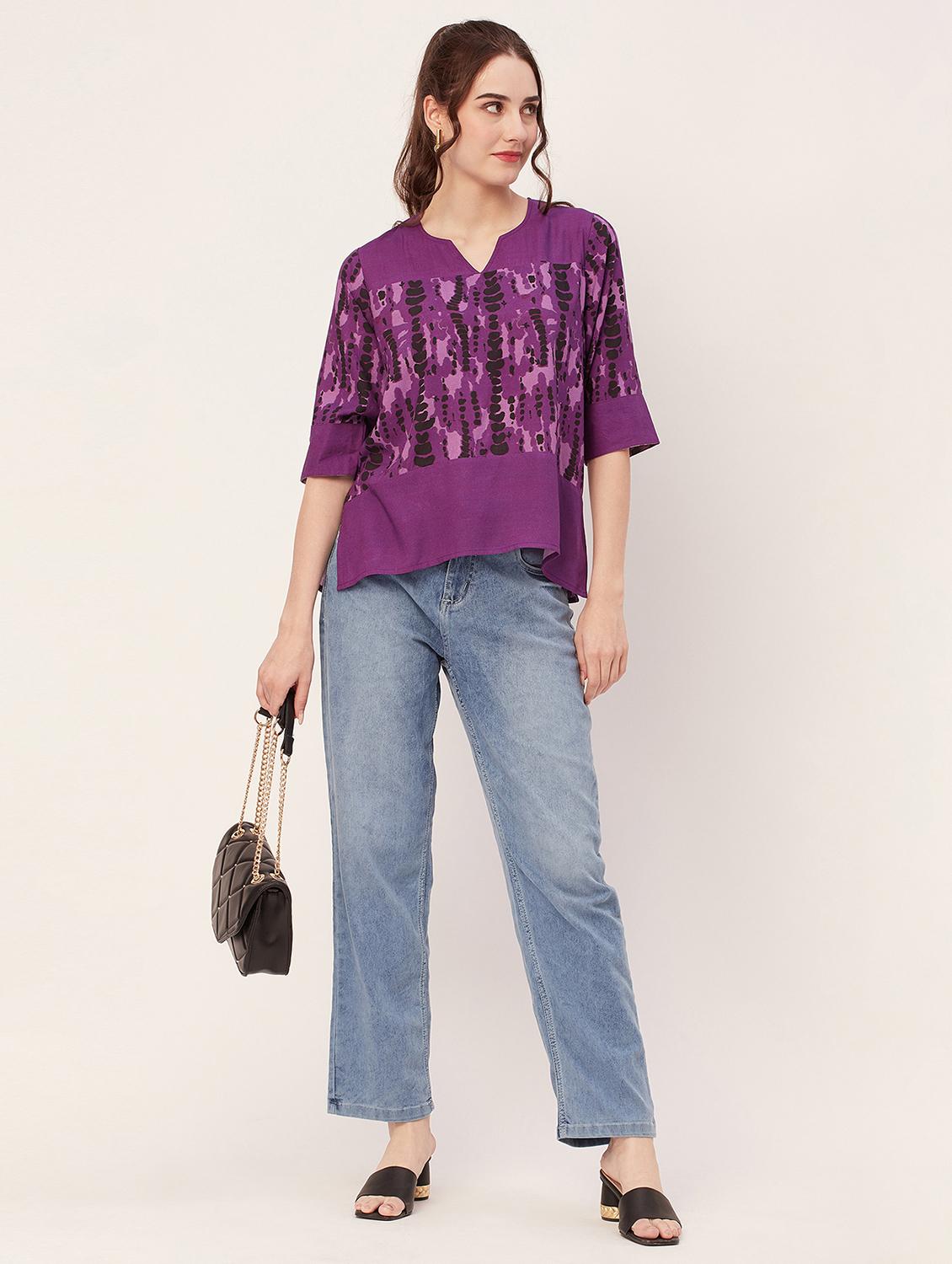 women printed regular top - 20508858 - Standard Image - 3