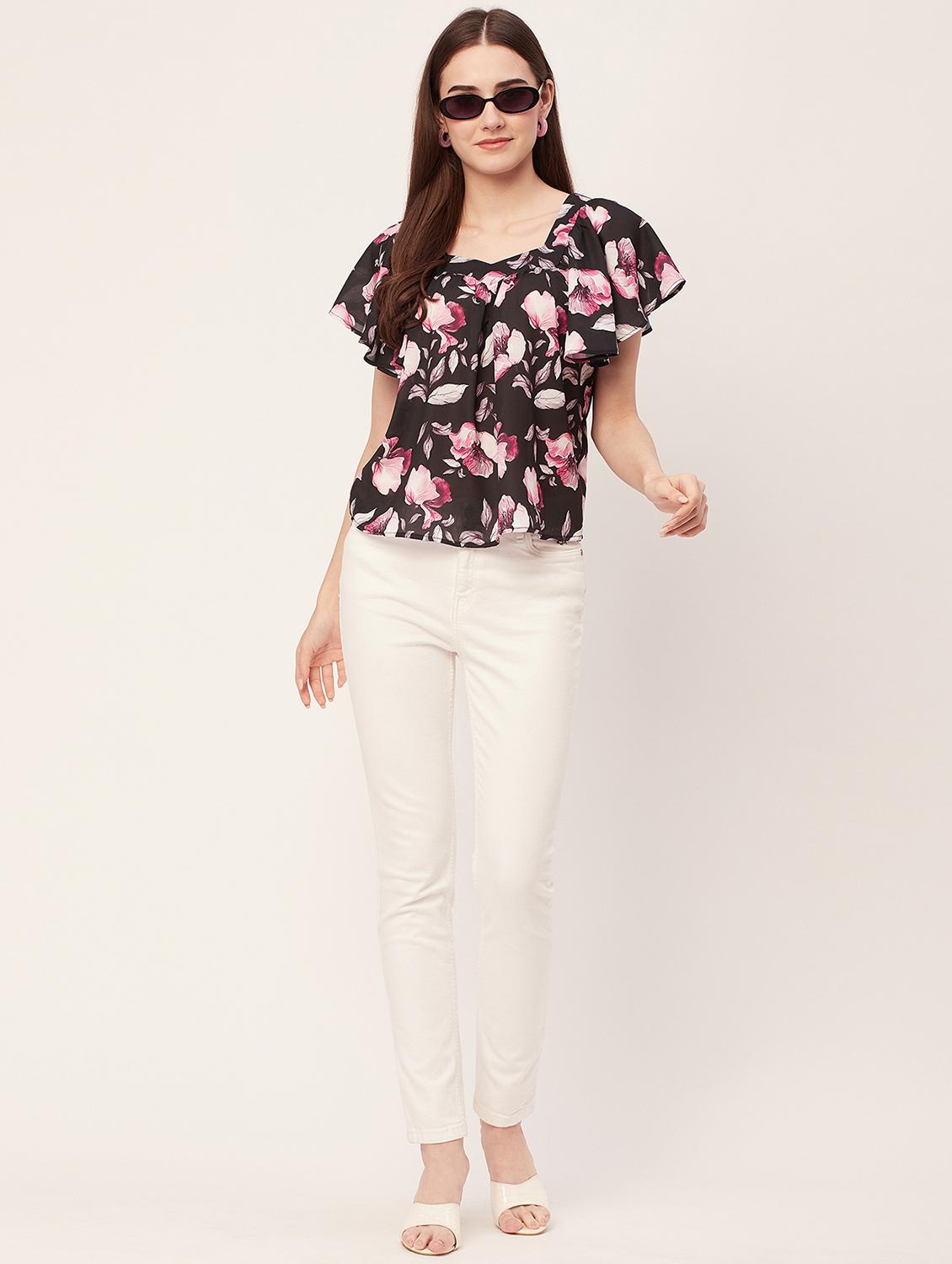 women floral printed flared sleeves regular top - 20508877 - Standard Image - 3