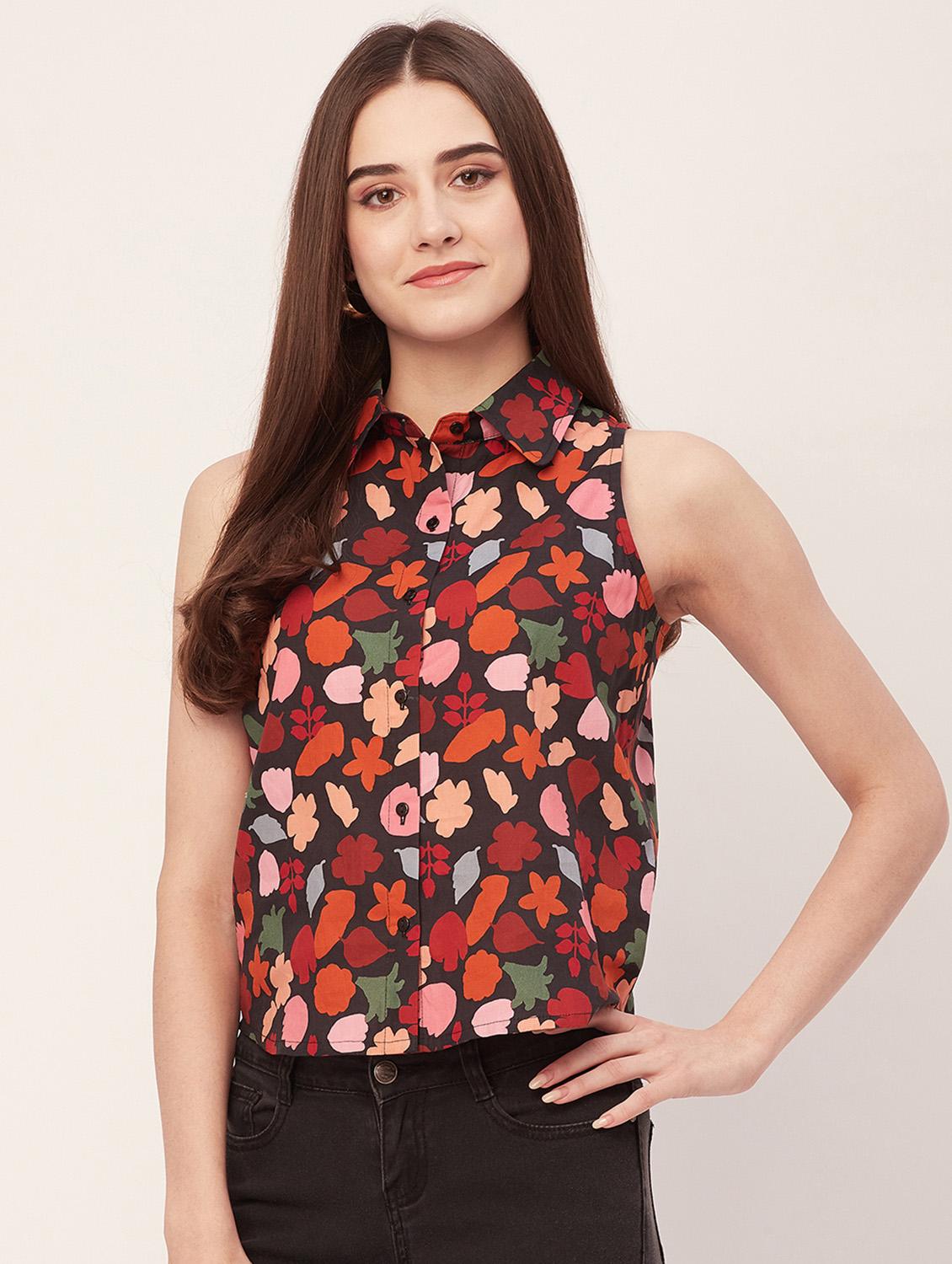women printed shirt style short top - 20508893 -  Zoom Image - 0