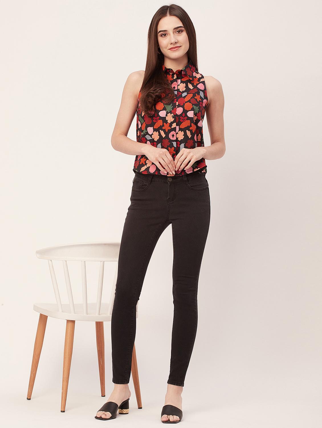women printed shirt style short top - 20508893 - Standard Image - 3