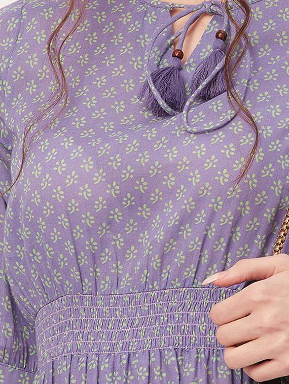 women all over print front slit long top - 20508902 -  Standard Image - 3