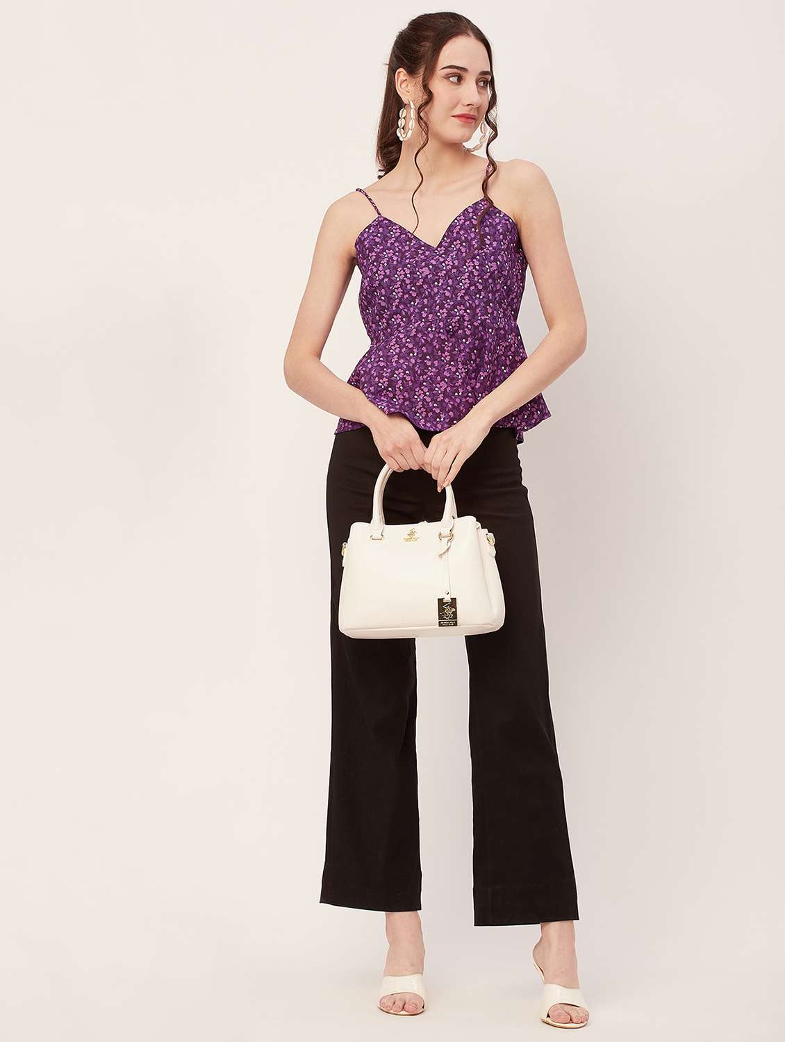 women purple poplin peplum top - 20508905 -  Standard Image - 3