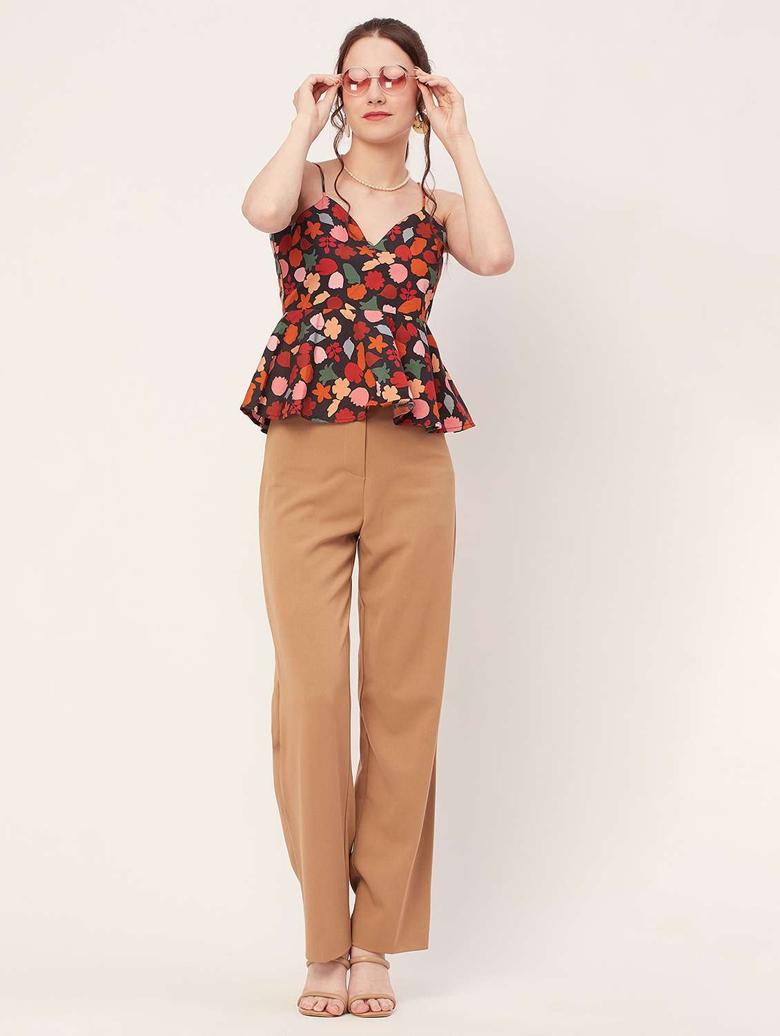 women multi color poplin peplum top - 20508907 -  Standard Image - 3