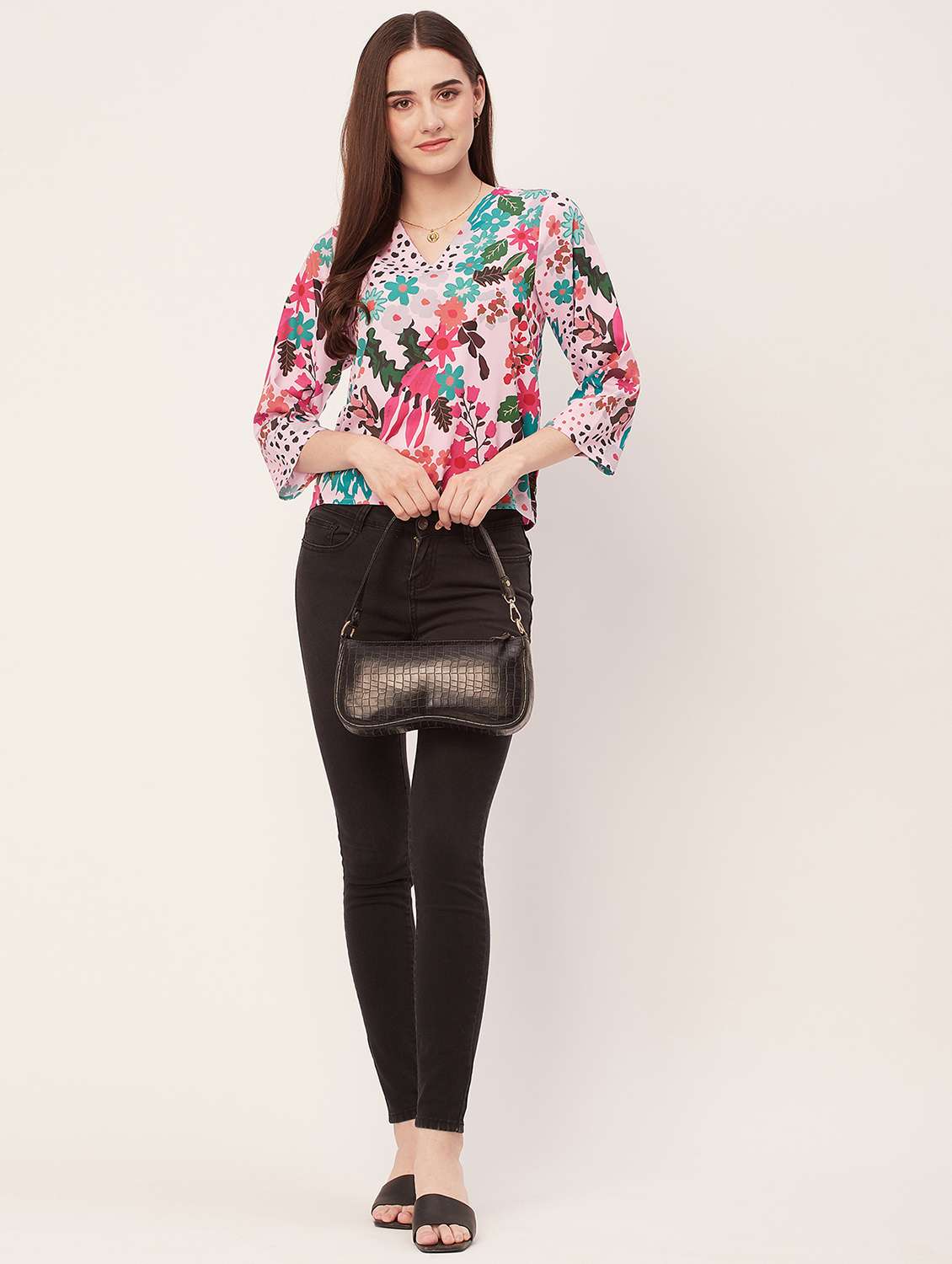 women tropical printed regular top - 20508911 -  Standard Image - 3