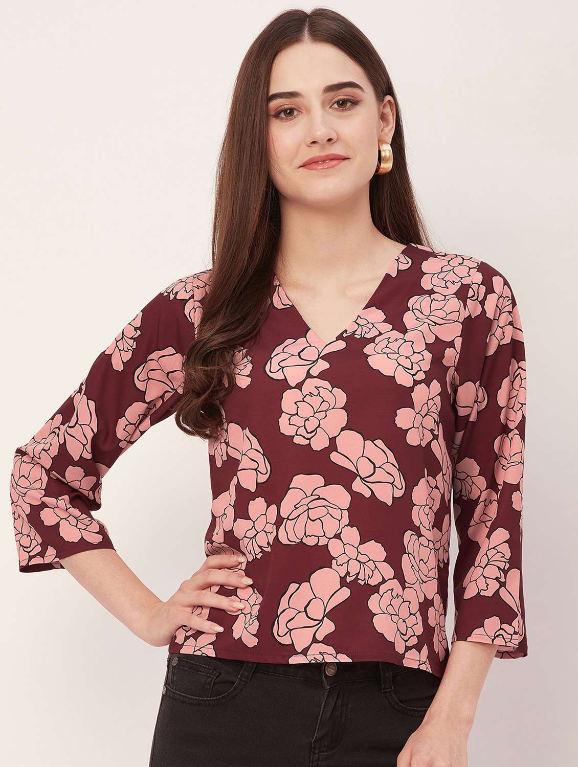 women printed regular top