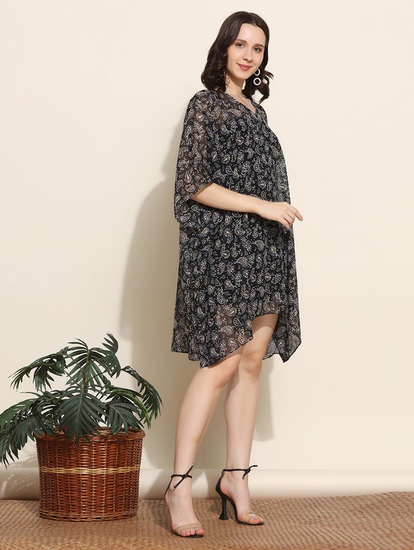women v-neck paisley printed kaftan dress - 20508922 - Standard Image - 3