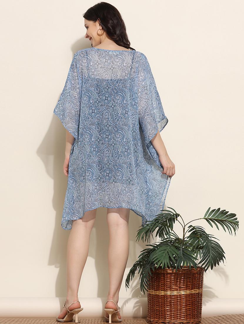 women v-neck paisley printed kaftan dress - 20508924 - Standard Image - 3
