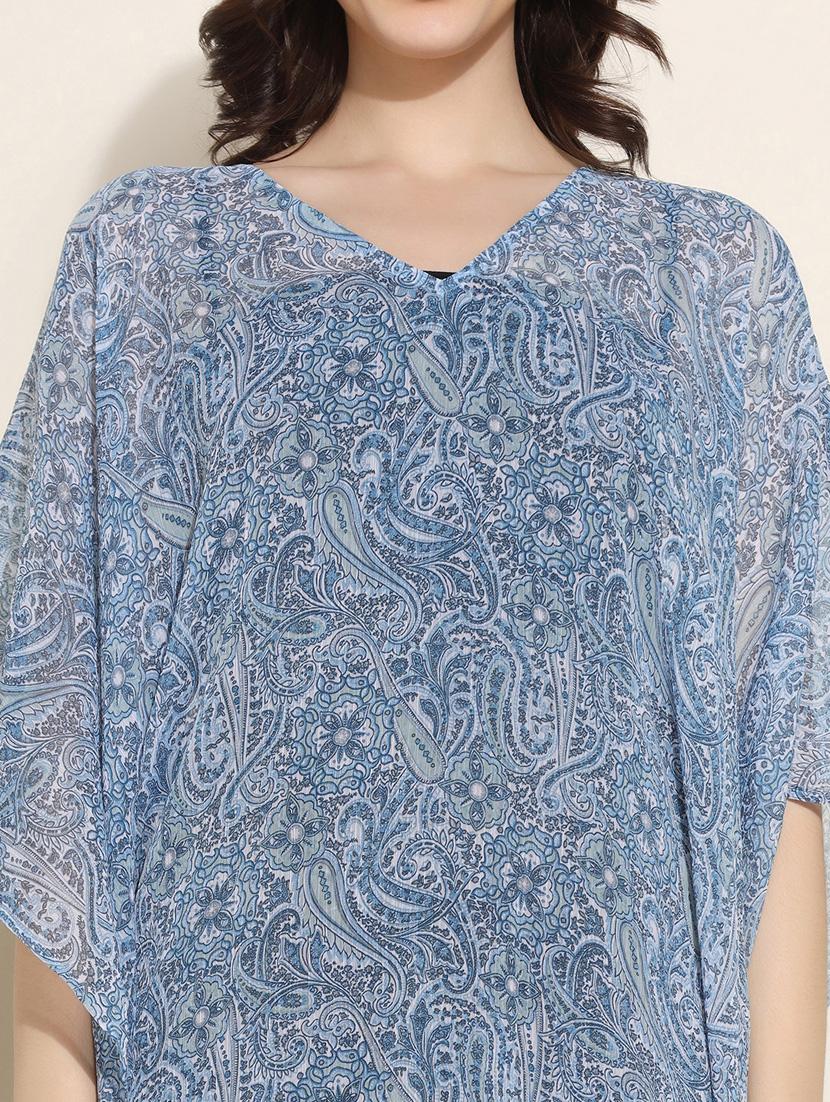 women v-neck paisley printed kaftan dress - 20508924 - Standard Image - 5