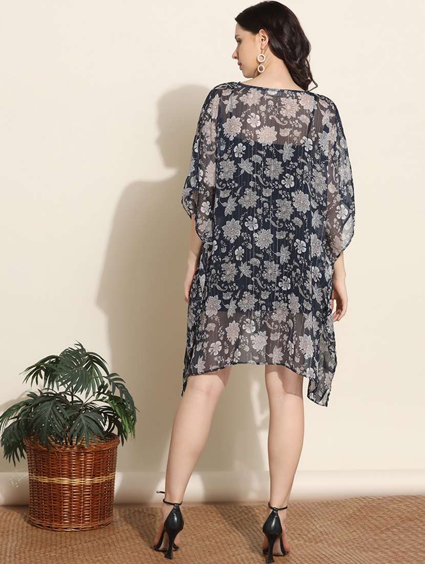 women v-neck floral printed kaftan dress - 20508925 -  Standard Image - 3