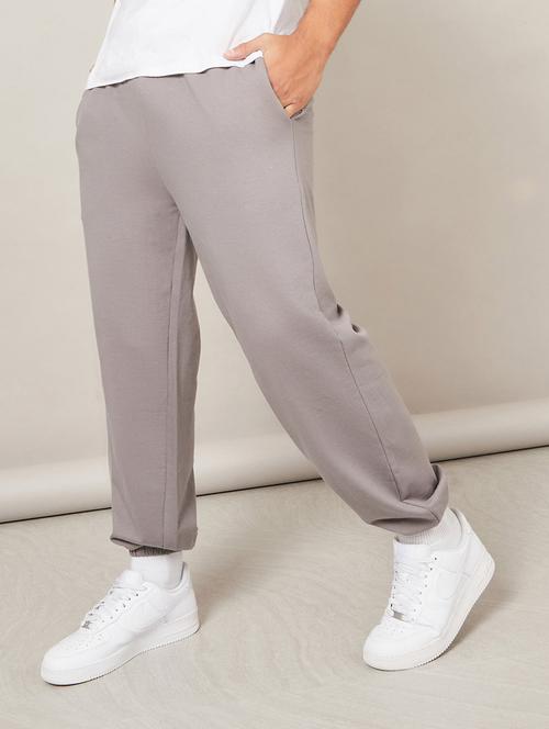 grey cotton jogger track pant - 20509303 - Standard Image - 0
